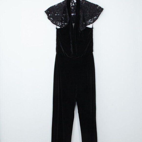 L'Agence Black Velvet Halter Jumpsuit Size 2